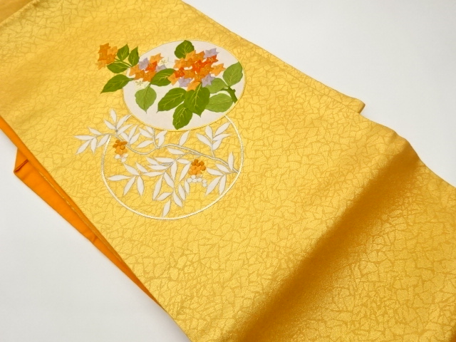 JAPANESE NAGOYA OBI / EMBROIDERY / FLOWER